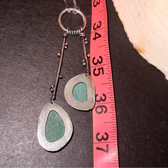 Modern Malachite Solar dangle multi-gem handmade statement Necklace - Picture 6 of 10